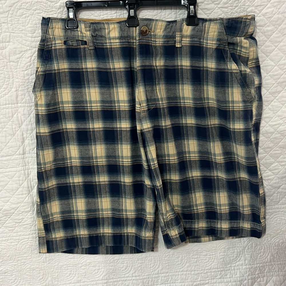 Bermuda Vintage plaid Narrow Loom cotton heavy washed size 42 men’s blue/cream